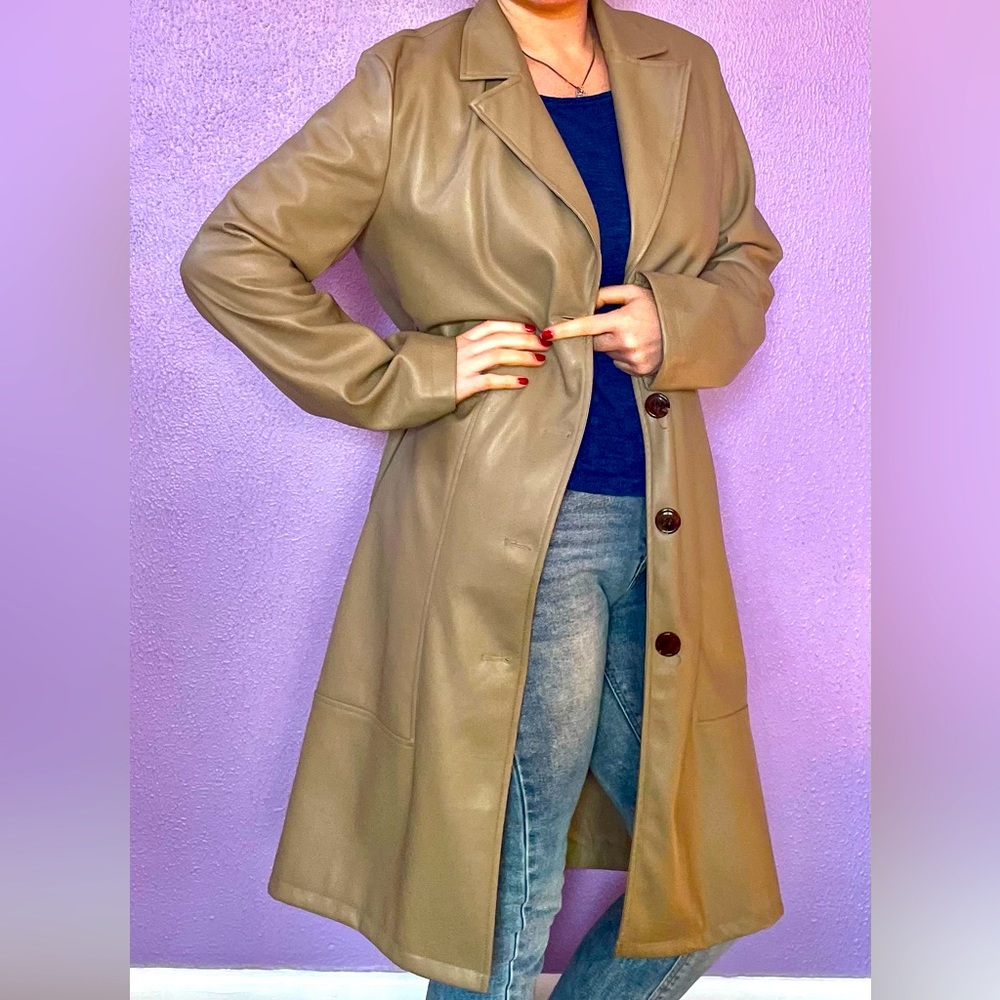 Amazing Tahari faux leather trench coat